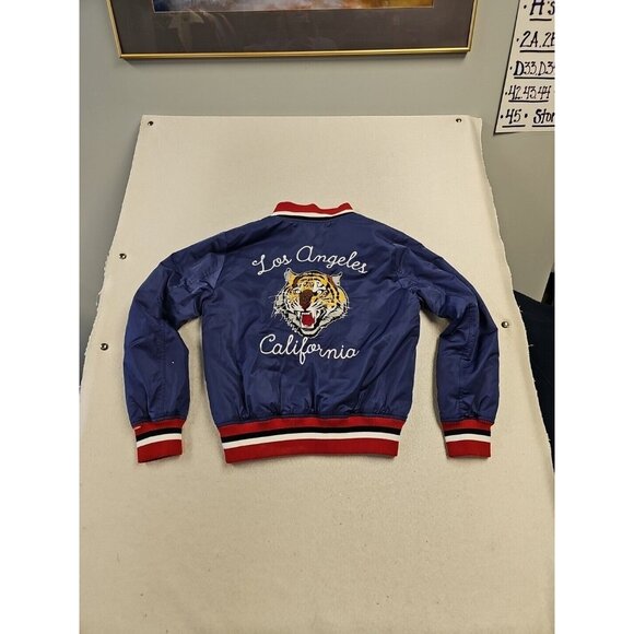 Forever 21 Los Angeles California Satin Bomber Jacket Embroidered Tiger Small - Picture 1 of 9